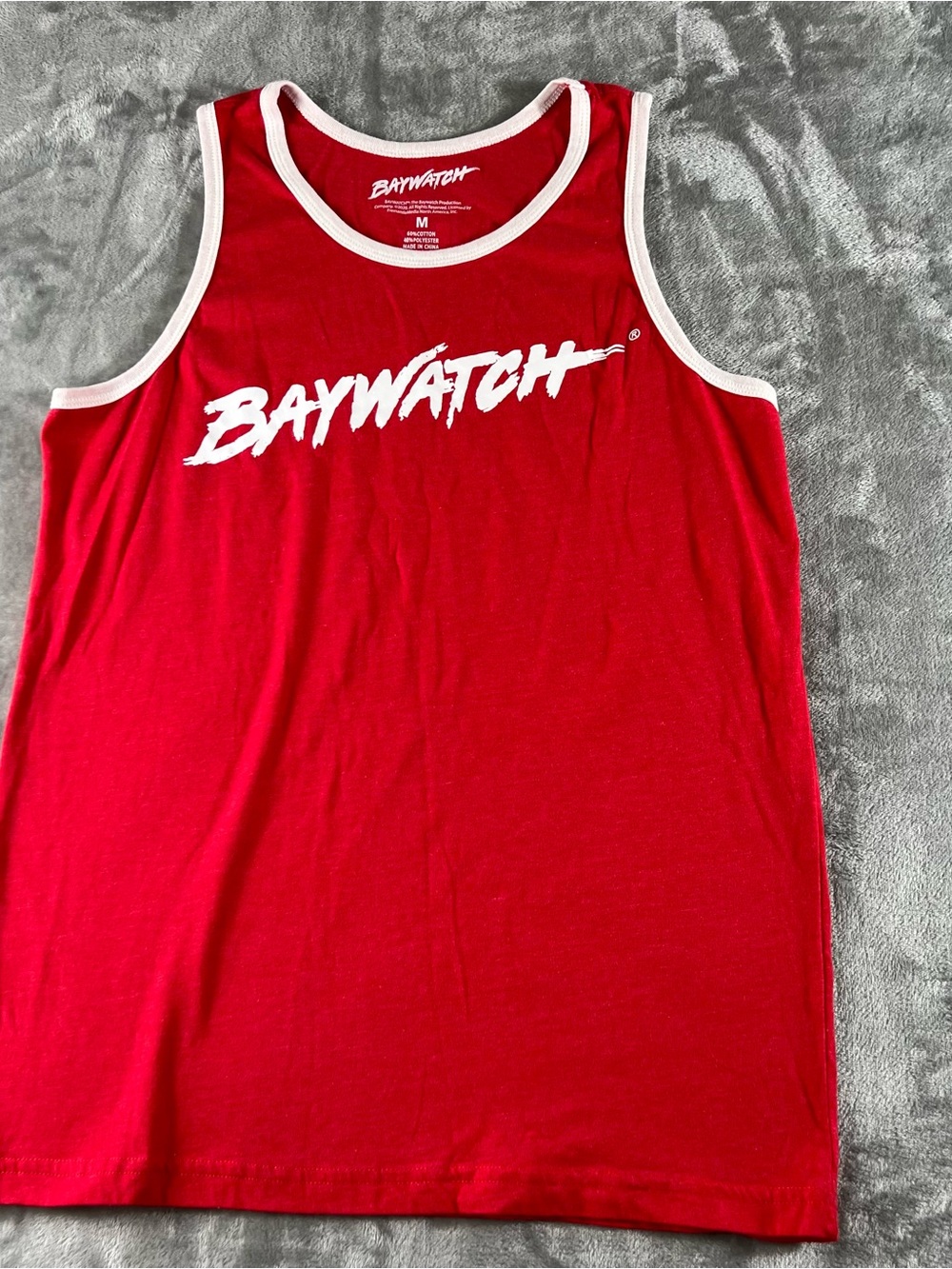 Baywatch TV Show Classic Red Baywatch Men's Tank Top Sz M Malibu Beach Patrol